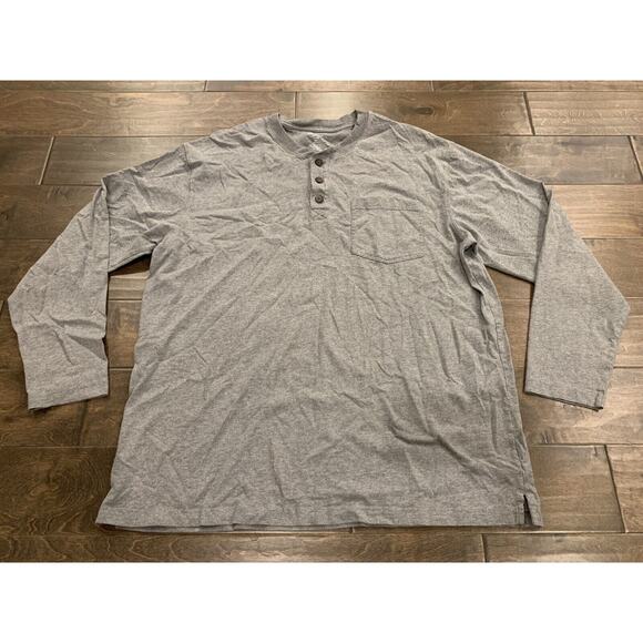 Duluth Trading Mens Gray 1/4 Button Pullover Longtail T Long Sleeve Pocket Sz XL - Picture 2 of 7